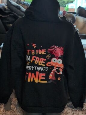 Black Novelty Graphic Hoodie - "It's Fine"
